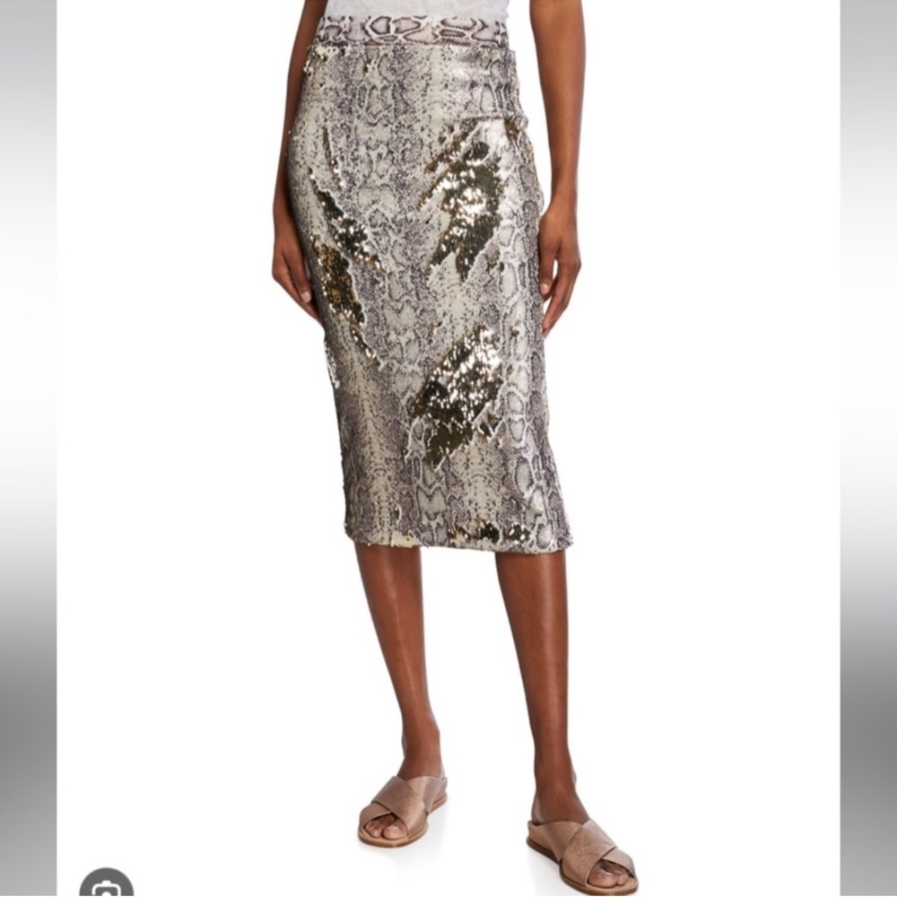 Le Superbe Reverse Snake Reptile Sequin Pencil Skirt - Size XS